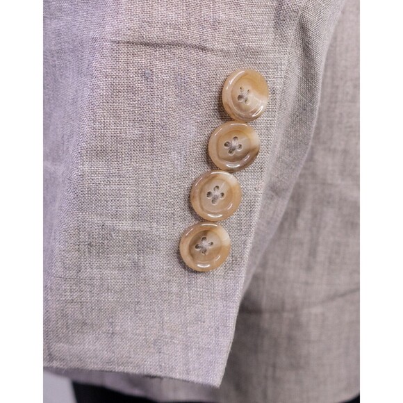 J Crew Blazer Mens 44R Beige 2 Button Ludlow ORMEZZNO Linen Sport Coat Jacket - Picture 9 of 16